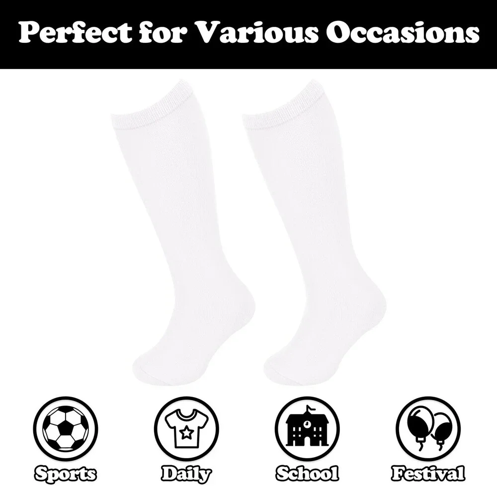 Sarfel Girls' White Knee High Soft Soccer Softball Baseball Socks 6-9Y - NWT